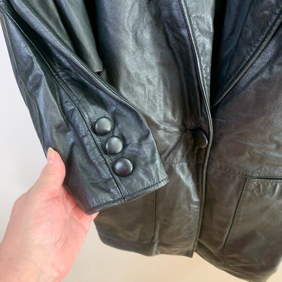 Wilsons Size S Women's Genuine Leather Batwing Sleeves Jacket Black One Button - Picture 7 of 14